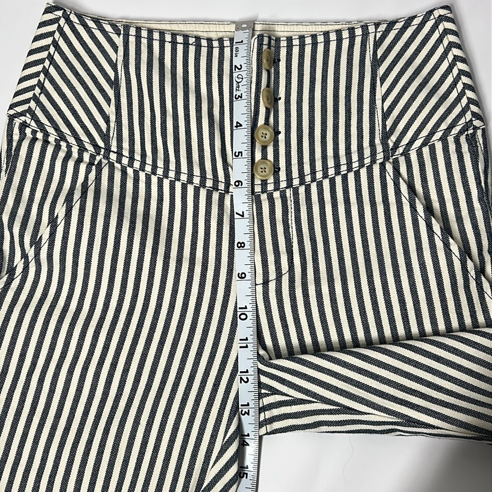…FREE PEOPLE Size 4 women’s Vertical Striped High Waisted Pants. Straight Leg - Picture 6 of 9